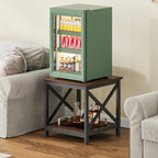 ChooChoo End Tables Set of 2, 24 Inch End Table with 2-Tier Storage Shelf, Side Table for Living Room, Wood Nightstand for Bedroom, Office, Painted Surface, Walnut