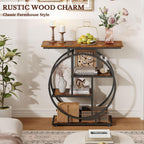 Cottage Charm Entryway Console Table, 31.5" Sofa Table Behind Couch with Curved Metal Frame and Wood Shelves, Decorative Console Table for Living Room, Hallway, Foyer, Rustic Brown