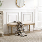 chairus Farmhouse Dining Bench 46" Wooden Entryway Bench with Padded Seat and Nailhead Trim for Kitchen Bedroom,Indoor and Hallway, Beige Linen