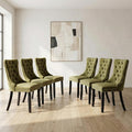 OVENTA Modern Tufted Upholstered Dining Chairs Set of 6, Olive Green Velvet Dining Room Chair with Solid Wood Legs, Sillas de Comedor, Kitchen Chairs (Olive Green, Velvet Set of 6)