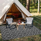 OLANLY Outdoor Rug 5x8 ft Waterproof, Outdoor Plastic Straw Rug with Geometric Pattern Clearance, Reversible RV Mat for Patio, Camping, Balcony, Deck, Backyard, Black & White