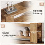 Tribesigns 70.9-Inch Extra Long Console Table with Storage, Narrow Wooden Sofa Table Behind The Couch, Farmhouse 3-Tier Entry Foyer Table for Entryway, Living Room, Hallway, Natural