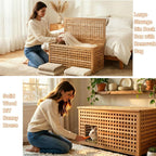 Solid Wood Entryway Bench with Storage, storage chest with Removable Bag | Large storage chest with Removable Bag, Wood Coffee Table for Living-room, Bedroom, Patio, DIY Bunny House, 39x20x20in