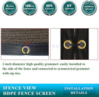 6'x1' to 6'x100' Brown Shade Cloth Panels Fence Privacy Screen Fabric Mesh Net for Construction Site Yard Driveway Garden Railing Pool Balcony Canopy Awning 160 GSM(6'x100')