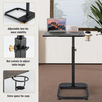 facka Adjustable TV Tray Table with Rounded Metal Corners, C-Shaped Snack Table for Couch, Sofa, Bed or Chair, Small Space Side Table for Eating, Dinner, or Laptop Use