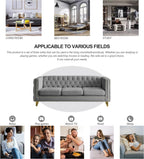 mikibama 80.5" Velvet 3 Seater Sofa Couch for Living Room,Button Tufted 3-Seat Couches with Nailhead Trims,Modern Upholstered Sofas with Golden Metal Legs for Bedrooom,Office