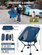 WildCall Lightweight Folding Camping Chair Quick Setup Frame Beach Chair Compact Backpacking Chair with Anti-Sink Feet