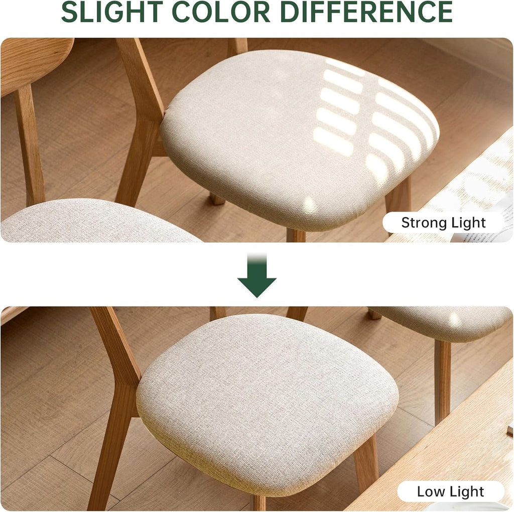 100% Solid Wood Upholstered Dining Chairs, Mid Century Modern Oak Dining Chairs with Curved Back Design with Butterfly Wing Shape for Kitchen, Dining Room, Restaurant (6, Log Color-Beige Cushion)