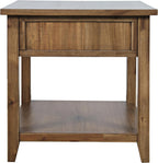 Jofran Acacia Wood Square End Table with Storage, Transitional Rustic Side Table for Living Room Bedroom, Accent Table, Wire Brush Brown