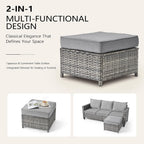 CAODOC 6 Pieces PE Wicker Patio Furniture Set, Outdoor Sectional Sofa with Swivel Chairs, Modern Rattan Conversation Set for Yard, Garden, Lawn, Deck, and Backyard