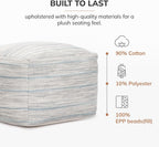 Anji Mountain 16" H x 22" W Handmade Pouf Ottoman for Living Room & Couch | Soft & Fluffy Ottoman Pouf, Lightweight, Decorative Floor Pouf Seating for Bedroom & Home Décor Accent, Joya Gray