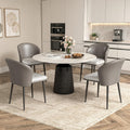 Modern Dining Chairs Set of 4, Faux Leather Upholstered Accent Chair with Metal Legs, Kitchen Side Chair with Comfortable Seat for Dining Room, Living Room, Bedroom, Light Grey