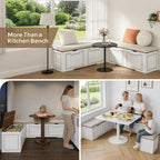 L Shaped Corner Bench with Storage, Breakfast Nook Bench, 63" L-Shaped Kitchen Nook Seating, Hidden Flip-Top Storage Compartments for Entryway, Dining Room, Hallway, Cloakroom, w/Grey Cushion
