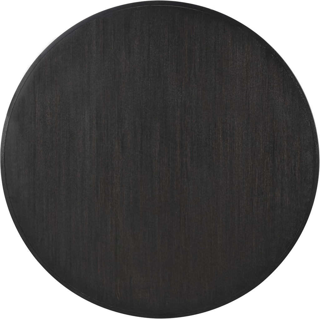 Coaster Home Furnishings - Leandro - Wood - Round Dining Table with Pedestal Base, Ash Veneer and Curved Edges - Dining Room & Kitchen - 60-Inch - Burnished Black - 115390