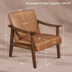 Yaheetech Accent Chair, Mid-Century Armchair with High Back Brown | Faux Leather Chair with Solid Wood Legs, Cozy Reading Leisure Chair for Living Room, Bedroom, Waiting Room
