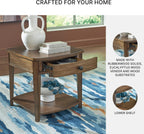 Signature Design by Ashley Burkbyer Classic End Table with Storage, Medium Brown