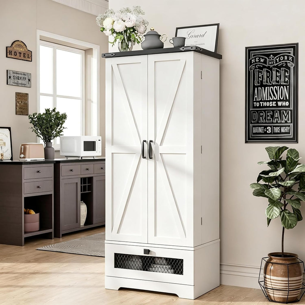 kepptory 55" Pantry Storage Cabinet with Adjustable Shelvesand Drawer, Buffet Cupboard for Kitchen