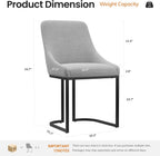 COLAMY Kitchen Dining Chairs Set of 4, Fabric Upholestered Chairs with Backrest, U Shape Stable Chairs for Kitchen, Hotel, Dining Room, Light Gray
