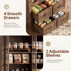 80" Modular Kitchen Pantry Cabinet, 2-in-1 Freestanding Tall Pantry Cabinet with Glass Doors & Adjustable Shelves, Large Hutch Storage Cabinet for Kitchen & Living Room (2, Cracked Oak, AB)