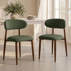 UVV Dining Chairs Set of 8, Metal Kitchen Chairs with Modern Fabric Upholstered for Dining Room, Green