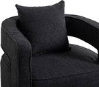 Swivel Accent Chair, Modern Swivel Barrel Chair for Living Room, 360 Degree Comfy Square Accent Chair with Open Back, Upholstered Armchair for Bedroom,Reading, Boucle, Black