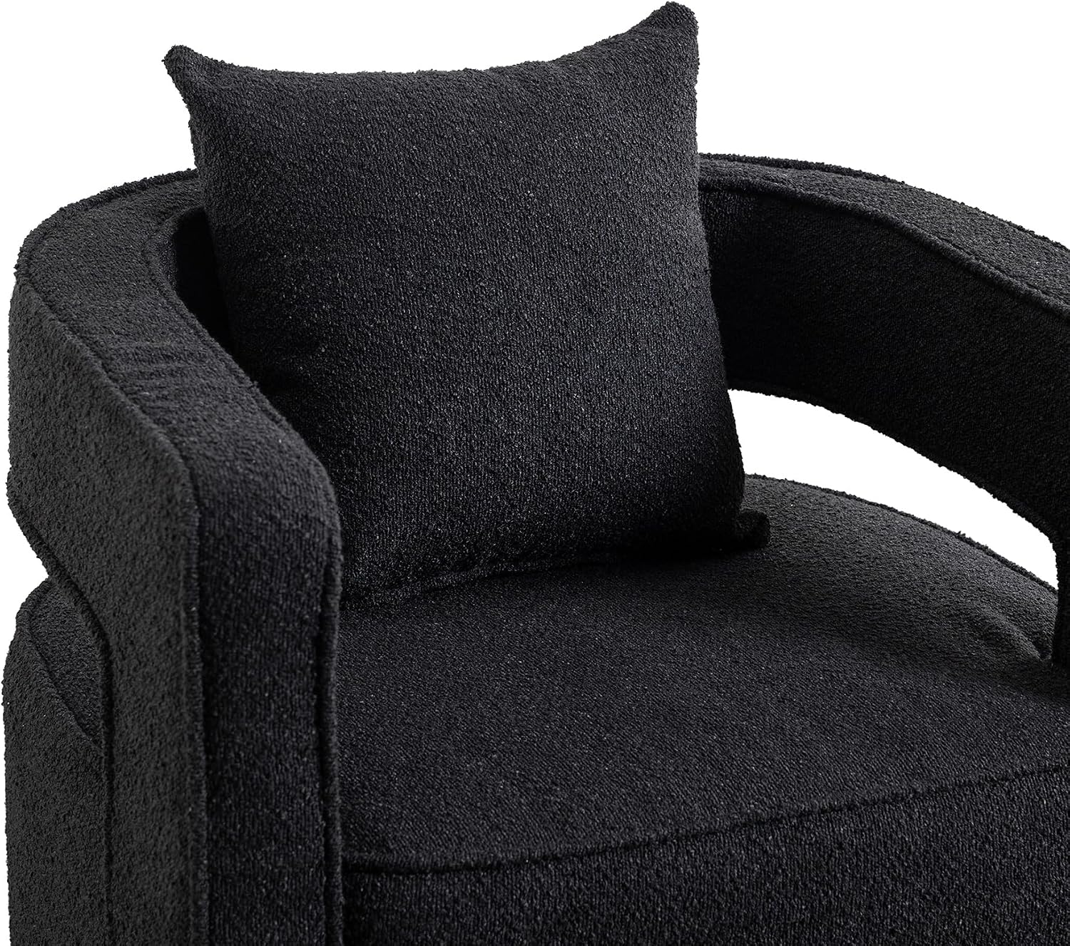 Swivel Accent Chair, Modern Swivel Barrel Chair for Living Room, 360 Degree Comfy Square Accent Chair with Open Back, Upholstered Armchair for Bedroom,Reading, Boucle, Black