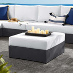 Modway Tahoe Aluminum Ottoman in Gray White with Weather-Resistant Cushion-Ideal as Outdoor Footstool, Patio or Sunroom Furniture
