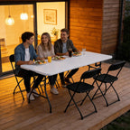 Folding Table 2 Pack, 6FT Folding Table Portable with Built-in Handle, Heavy Duty Plastic Table with Steel Legs Supports to 300lbs, Suitable for Party, Camping, Events Indoor&Outdoor Use, White