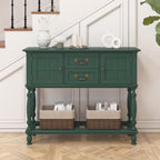 Farmhouse Console Table with Storage, Narrow Entryway Table with 2 Drawers & 2 Door Cabinets, Sofa Table Behind Couch with Shelf for Living Room, Entryway