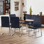 Modern Leather Dining Chairs, Set of 6 | Upholstered Padded Seats with Sturdy Metal Legs, Armless Kitchen & Dining Room Furniture for Home (Black, Set of 6)