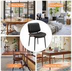 MALOL Leather Dining Chairs Set of 2, Modern Upholstered Dining Room Kitchen Chairs with Metal Legs and Wooden Back Support for Home Dining Room/Restaurant, Black