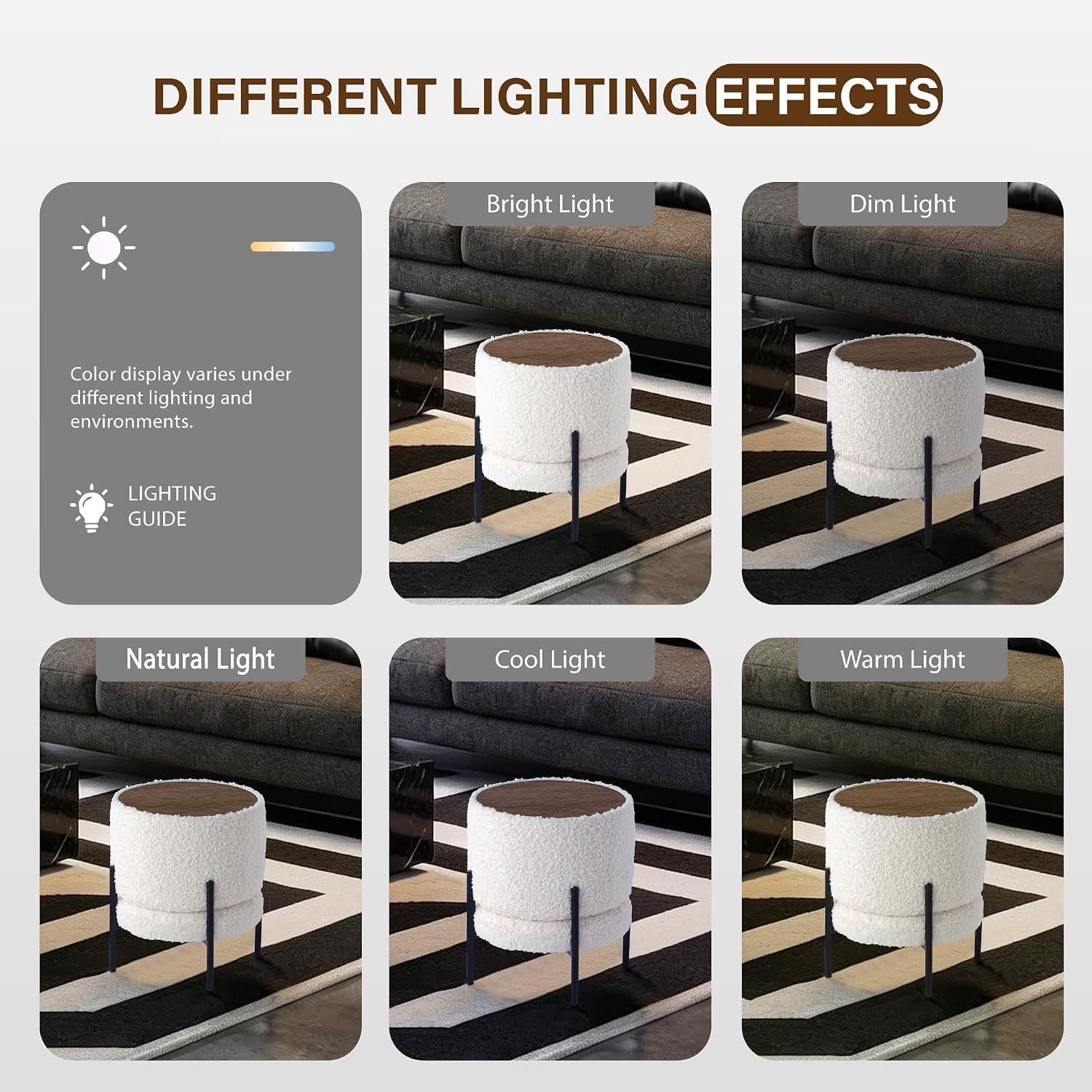 Get Set Style Multifunctional Ottoman with Side Table, Soft Round Footrest Stool,Vanity Stool with Metal Legs, Modern Decorative Furniture Vanity Chair for Makeup Room, Bedroom, Living Room