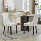 PU Leather Dining Chairs Set of 6, Upholstered Dining Room Chairs with Solid Wood Legs & Back Ring Pull Trim Ring, Modern Dining Chairs Perfect for Dining Room,Living Room,Kitchen, White