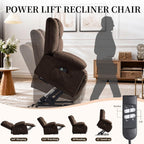 Korser Dual Motor Power Lift Recliner Chair for Elderly with Massage and Heat, Oversized Electric Recliner with Side Pockets, Living Room, Waffle, Brown
