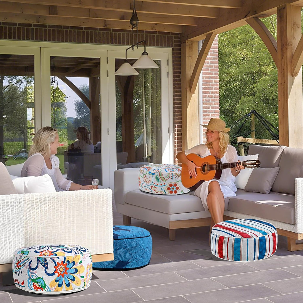 UPWELL Waterproof Inflatable Outdoor Ottoman Pouf,Portable Patio Footrest, Durable & Stylish, Perfect for Garden, Pool, Camping & Home Use - D20 xH9（LeisureLift）
