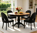 Wooden Dining Chairs Set of 4, Upholstered Kitchen Chairs with Linen Fabric Back & Solid Wood Legs, Modern Farmhouse Dining Room Chairs, Black