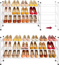 Tajsoon Expandable Shoe Rack for Closet 3 Tier, 28“-41“Adjustable & Stackable Shoe Shelf Storage, Metal Shoe Rack Organizer for Front Door Entrance, Closet, Garage, Entryway, White