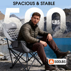 Bolosy Oversized Camping Chairs for Adults Heavy Duty Padded Portable Lawn Chairs Outdoor Folding Chairs XL Camp Chairs with Cup Holder Suproot 500 lbs, Gray Plaid