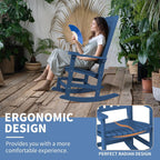 Outdoor Rocking Chairs Set of 2, Oversized All Weather High Back Porch Rocker, Patio Rockers for Outside
