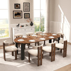 Epecoya Round Extendable Dining Table for 4-8 People, 43"-78" Wooden Oval Dining Room Table with Leaf Extension, Farmhouse Expandable Kitchen Table for Apartment, Living Room, Walnut Black