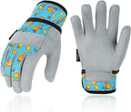 Vgo... 1-Pair Age 7-8Kids Gardening Gloves,Children Yard Work Gloves,Soft Safety Outdoor Playing Gloves(Size XL, Blue Plane, KID-MF3561)