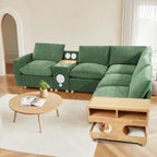 Brelice Sofa Armrest Side Table with Hidden Cat Bed and Storage, Chenille Couch Arm Rest Organizer for Sectional Sofa, Left/Right Side for Living Room