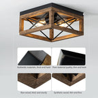MAYNA Farmhouse Flush Mount Ceiling Light, 2-Light Rustic Ceiling Light with Metal and Wood, Farmhouse Hallway Light Fixtures for Kitchen Entryway Bedroom Dining Room