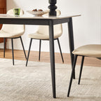 Sintered Stone Dining Table, Faux Marble Dining Table for 4-6 People, 55" Rectangular White Kitchen Table with Porcelain Table Top and Metal Legs for Living Room(1 Table Only)