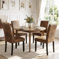 Dining Chairs Set of 4, Vintage Brown Kitchen Chairs with Nailhead Trim | Comfy Padded Parsons Chairs with Solid Wood Legs, Suitable for Dining Room, Kitchen, Restaurant