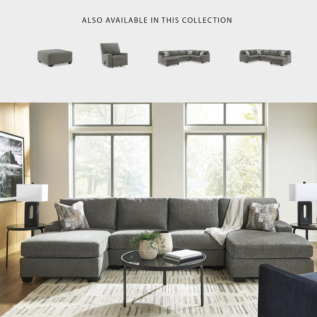 Signature Design by Ashley Revenna Casual Square Upholstered Oversized Accent Ottoman, Gray