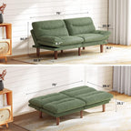 Marsail 75" Futon Sofa Bed, Futon Couch with Adjustable Backrest & Armrests, Convertible Sleeper Sofa Bed for Apartment, Living Room, Office, Corduroy Loveseat, Sage Green