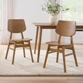 Alaterre Furniture Calais Dining – Mid Century Modern Set of 2 Dining Chairs – Solid Wood Chair Set with Minimalist Design for Dining Room or Kitchen (Warm Pecan Finish)