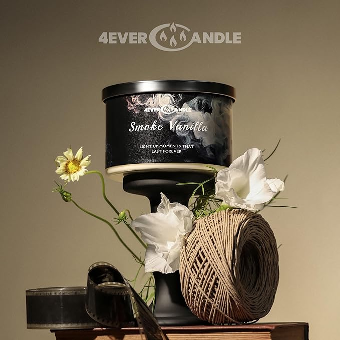Smoke Vanilla Scented Candles, 18oz Soy Candles Non Toxic 4-Wick Large Candle Jars, Over 50 Hours of Burning Time, Ideal for Gifting, Events, Home Decor