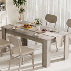CABIHOME 63" Rectangular Dining Table for 4-6, Farmhouse Large Kitchen Table, Sturdy Frame, 4 Triangular Stable Legs, Thick Tabletop, Ideal for Apartment, Dining Room, Small Space, Retro Gray